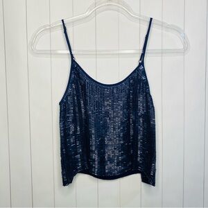 MLV Ozzy Midnight Blue Sequin Beaded Cami Tank Top Revolve XS GoingOut Party Y2K